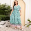 Loose V-neck High Waist Dress