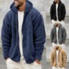Plush Hooded Jacket Men's Autumn And Winter Fleece Double-sided Wear Warm Coat With Zipper Loose Casual Jacket Outdoor Clothing