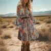 Western Bohemian Ethnic Long Sleeve Spring And Autumn Dress