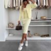 Solid Color Sling Dress Cardigan Outerwear Top Long Skirt Two-piece Set