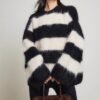 Women's Casual Round Neck Striped Artificial Mink Fur Sweater