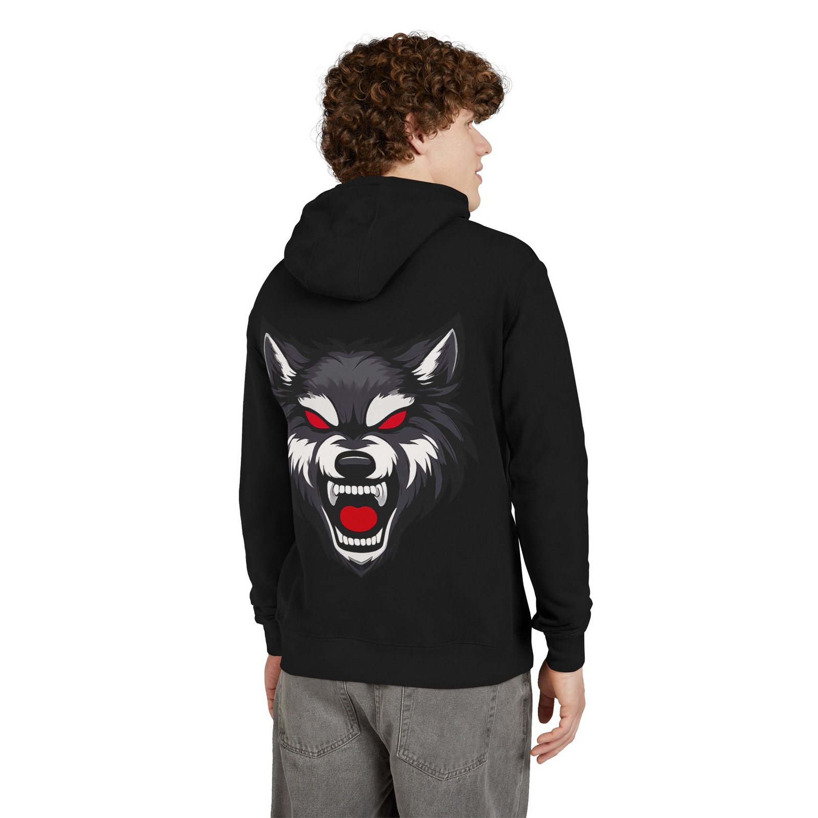 Wolf Hoodie — Fierce Red-Eyed Wolf Graphic Pullover