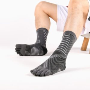 Outdoor Marathon Running Men's Mid-Calf Non-Slip Five-Finger Socks
