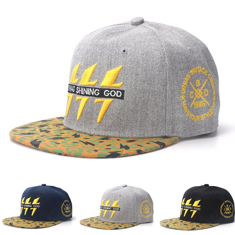 Hip Hop Men's Embroidered Lightning Visor Baseball Hat