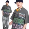 American Retro National Trend Hip Hop Graffiti Short Sleeve