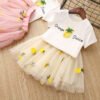 Pineapple T-shirt Pineapple Embroidered Short Skirt Girl Suit
