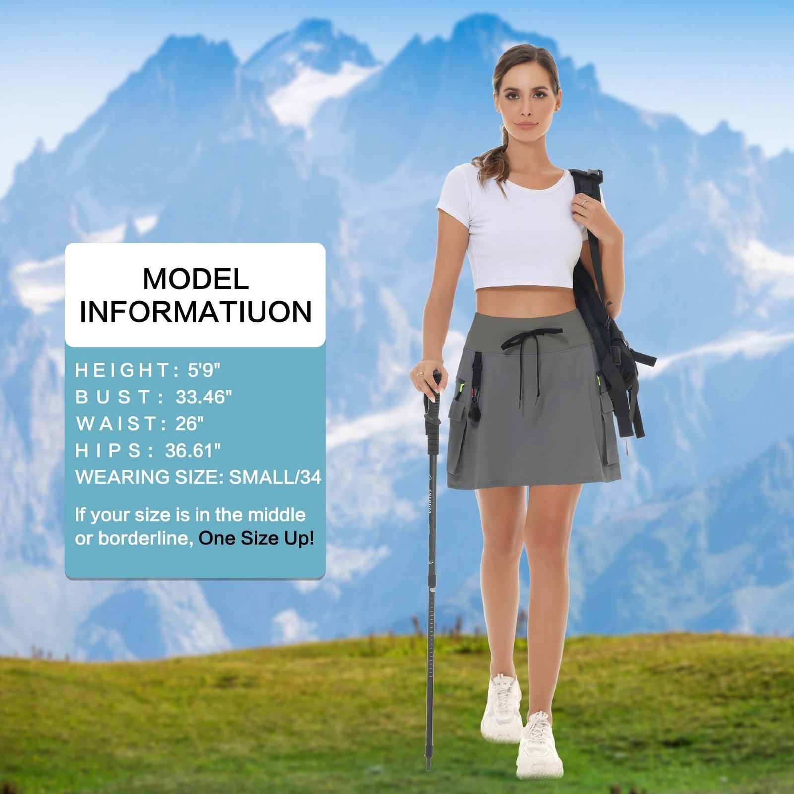 Practical Hiking Skirt With Zippered Pockets For Outdoor Activities
