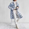 Womens Flap-Pocket Plaid Jacket With A Padded Design