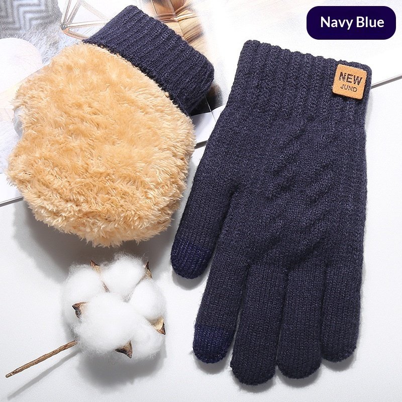 Autumn And Winter Touchscreen Gloves For Men With Fleece Lining