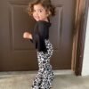 Children Leopard Flared Pants Casual Suit