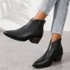 European And American Ladies Black Pointed Ankle Boots