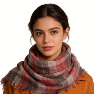 Lightweight Fashion Orange Red Yarn Dyed Scarf , Luxe Look For Evening Wear Unisex