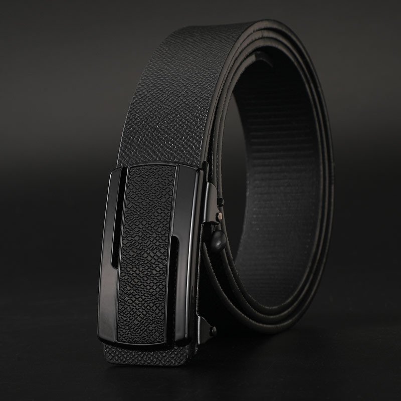 Men's Leather Belt Toothless Automatic Buckle Belt