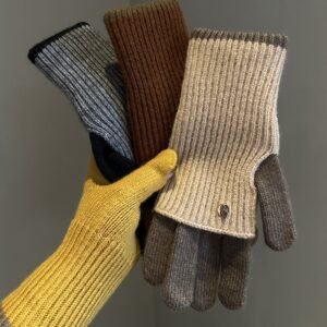 Dual-Use Colorblock Knitted Wool Gloves In The Maillard Style