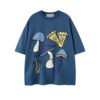 Mushroom Print Short Shirt T-shirt Casual Top