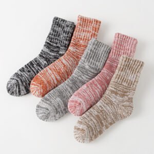 Thick Warm Terry Socks In A Retro Color Palette For Women