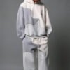 Irregular Patchwork American-Style Retro Unisex Hoodie And Sweatpants Set For Sports