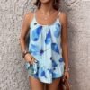 Womens Fashionable Feather-Printed Casual Camisole With Straps