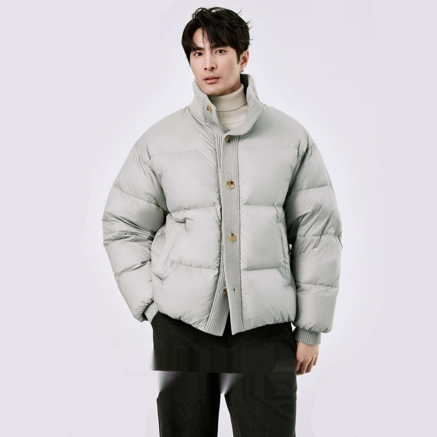 Lightweight White Duck Down Stand Collar Down Jacket