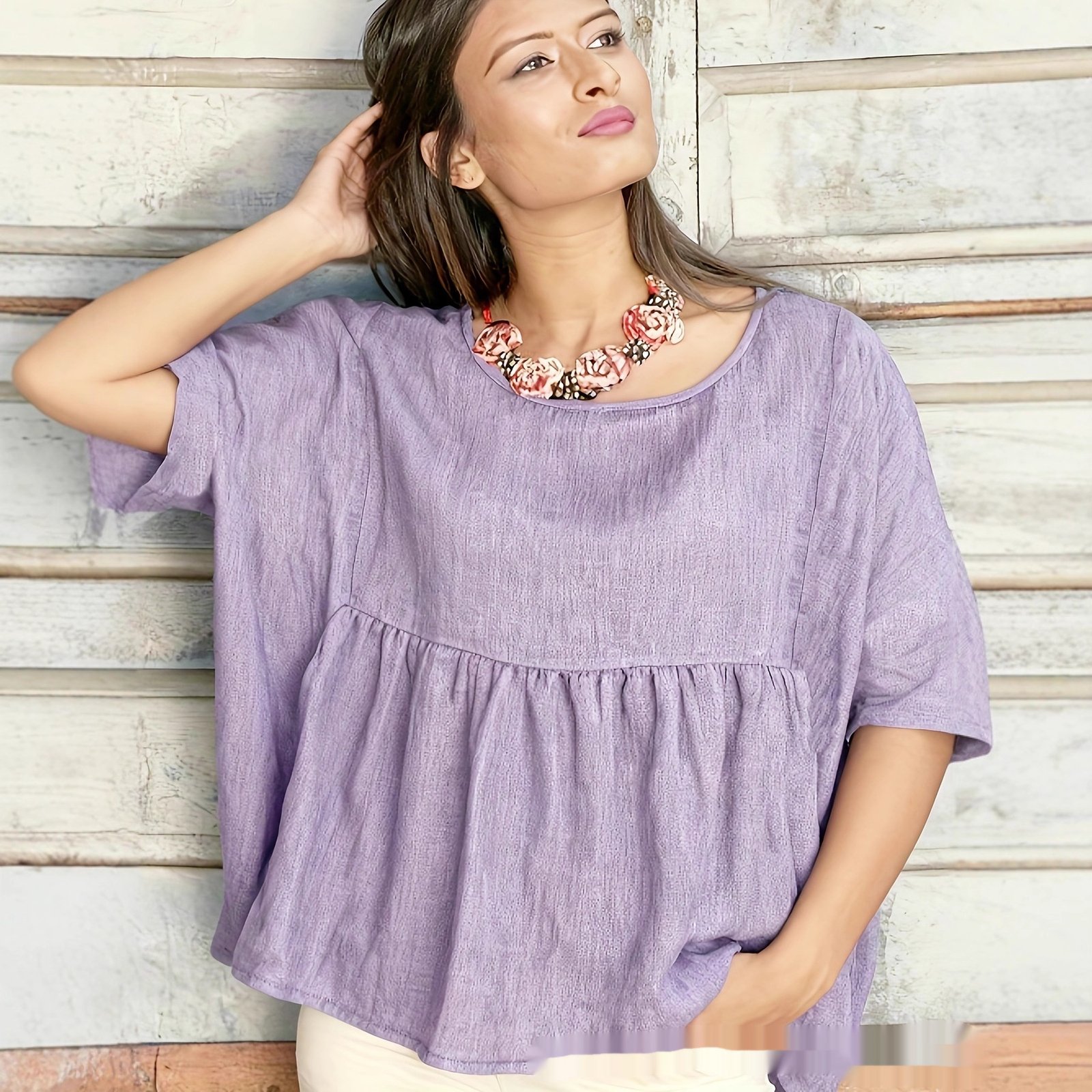 Loose Slimming Pleated All-Match Womens Top