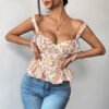 Women's Lace-up Adjustable Waist Ruffle Camisole