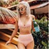 Plaid body and generous simple split swimsuit