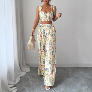 Printed Camisole Womens Top And Pants Set