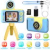 1Pc Kids Digital Camera With Flip Lens Children Video Camcorder Christmas Toy Birthday Gifts With Tripod 2.4in Screen 32G MMC Card For 3-10 Year Old Boys Girls