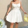 Plus-size Womens Summer White Slip Dress