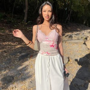 Women's Sexy Strap Short Lace Trim Top