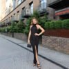 High Neck Halter Style Figure Flattering Elegant And Chic Pleated Party Maxi Dress