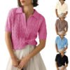 Women's Casual Polo Collar Short-sleeved Knitted Sweater