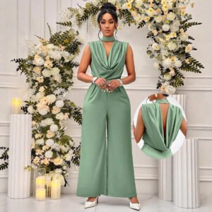 New Style Fashionable High-Waisted Sleeveless Elegant Waist-Cinching Trousers Womens Jumpsuit