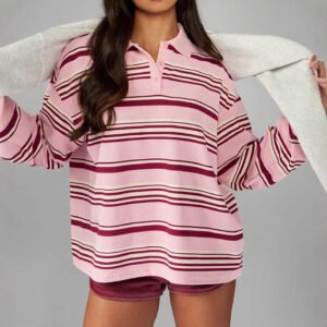 Women's Color-Block Casual Striped Long-Sleeve Top