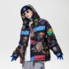 Douyin Graffiti Design Hooded Cotton Jacket