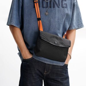 Contrast-Colored Portable Travel Crossbody Bag With Magnetic Closure Anti-Theft Ballistic Nylon Shoulder Bag