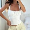Women's Cropped Tank Top With Straps Solid-color Top