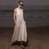 Round-neck Loose Solid-color Casual Sleeveless Dress