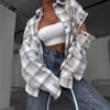 Retro-style Plaid Detachable Longshort-sleeve Shirt With Large Pockets