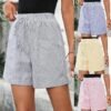 Women's Striped Casual Elastic-waist Shorts