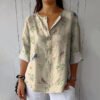 Womens Printed Long-sleeve Blouse
