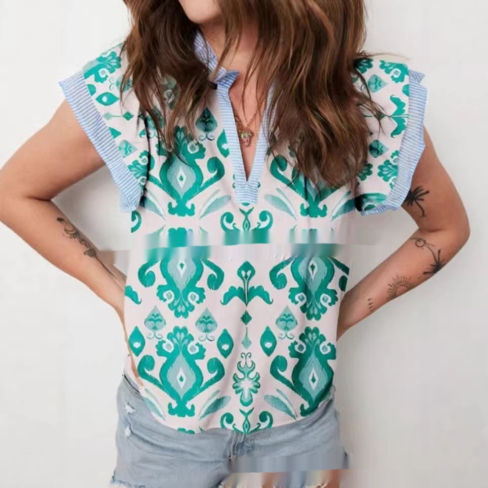 Women's Retro Ethnic-Style Patterned Loose Shirt