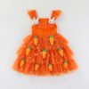 Easter Holiday Dress Girls Puff-Sleeve Dress