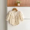 Baby Bodysuit With Long Sleeves Bow And Embroidery