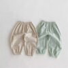 Ins Summer Children's Plaid Trousers Thin Linen Style