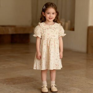 Summer Dress With A Doll Collar For Little Girls