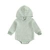 Soft And Comfortable Long-sleeve Waffle-striped Hooded Onesie