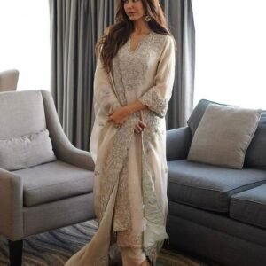 Bollywood Sequined Faux Georgette Top & Pant Set with Dupatta