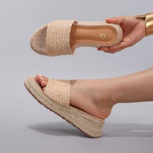 Hemp Rope Wedge Platform Sandals Woven Straw Thong Straps