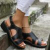 Open Toe Sandals Summer Vintage Lightweight Soft Sole Comfort Wedges Shoes